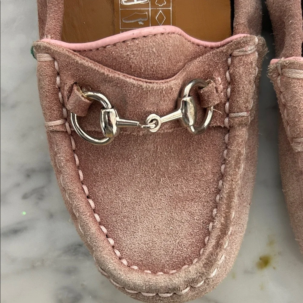 GUCCI Baby Pink Suede Kids Loafers Sz 25